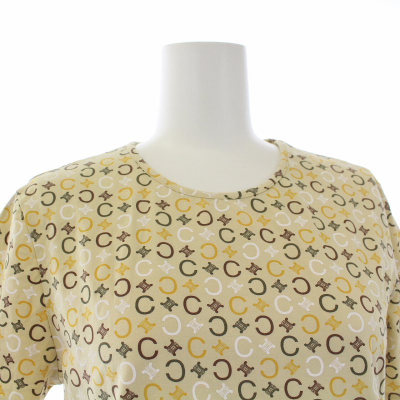 セリーヌ CELINE Cマカダム 半袖 Tシャツ カットソー 総柄 M ベージュ  