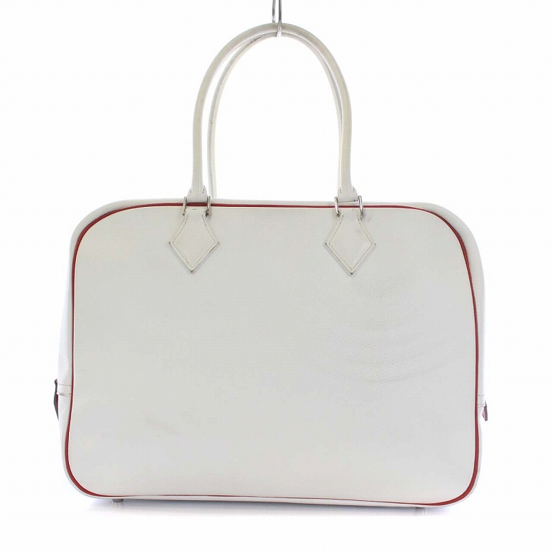 エルメス HERMES プリュム32 ハンドバッグ レザー 白 ホワイト 刻印□H  