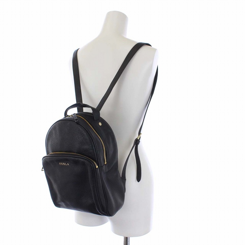 フルラ FURLA リュックサック デイパック バッグ ミニ レザー 黒 