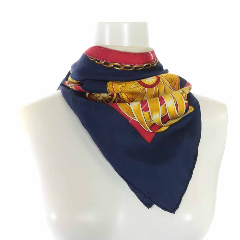 エルメス HERMES カレ90 CHEVAUX DE TRAIT 輓馬 スカーフ シルク 総柄