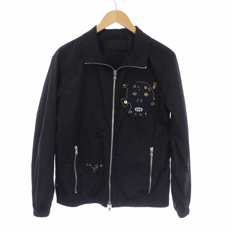 プラダ PRADA スカルワッペン ロボットチャーム ナイロンジャケット 