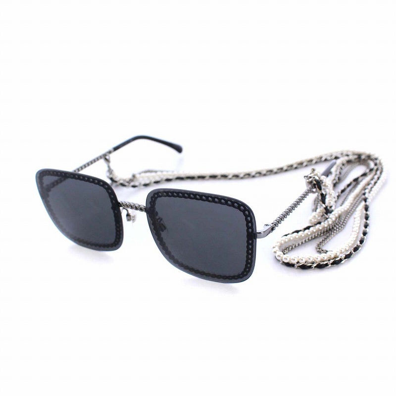 シャネル CHANEL チェーン装飾 スクエア サングラス ココマーク 57□18 