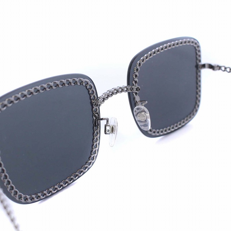 シャネル CHANEL チェーン装飾 スクエア サングラス ココマーク 57□18 