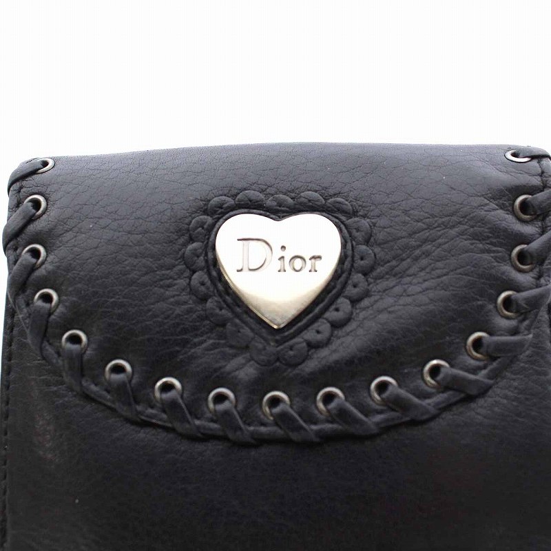 クリスチャンディオール Christian Dior 二つ折り財布 Wホック ハート 