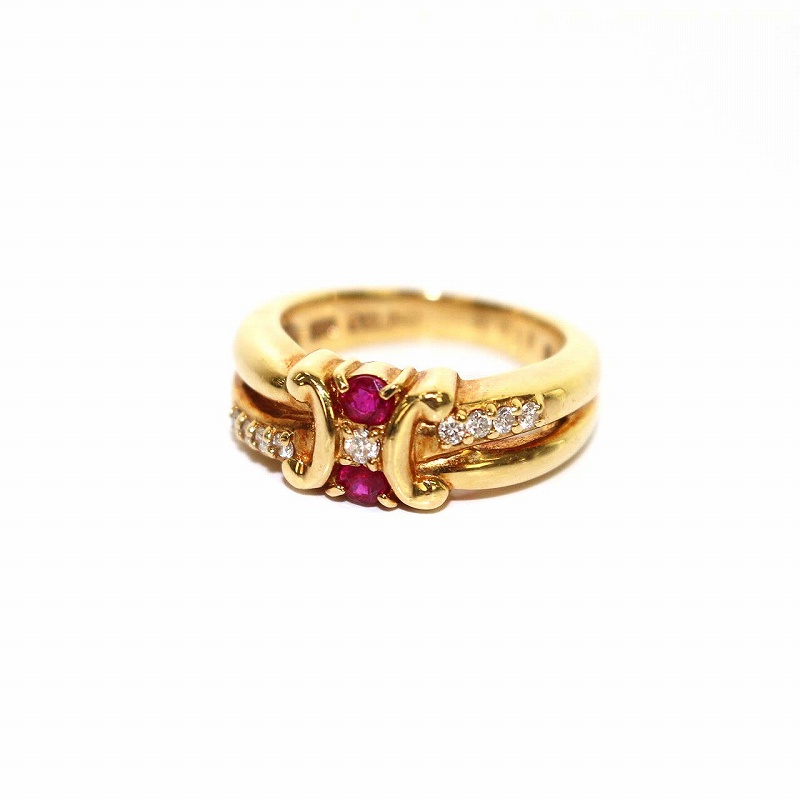 セリーヌ CELINE マカダムリング 指輪 ルビー 0.18ct ダイヤ 0.10ct 