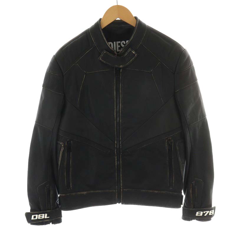 ディーゼル DIESEL 蛇腹 バイカー ライダースジャケット シングル 