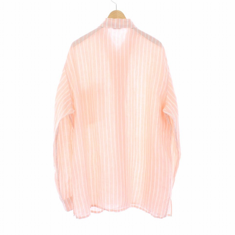 マリメッコ marimekko ストライプシャツ 長袖 麻 リネン100％ S ピンク