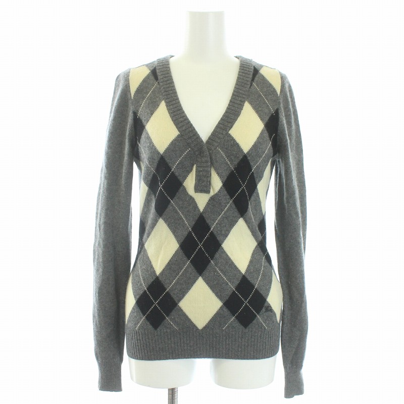BURBERRY BLUE LABEL カシミヤ混 アーガイル 長袖カーディガン