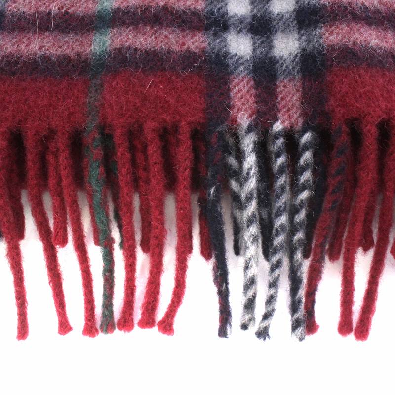 BURBERRY 赤 ストール フリンジ付き バーバリーブルーレーベル BURBERRY BLUE LABEL チェック