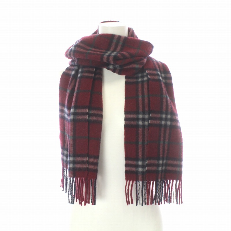 BURBERRY 赤 ストール フリンジ付き 楽天市場】BURBERRY バーバリー マフラー チェック カシミア
