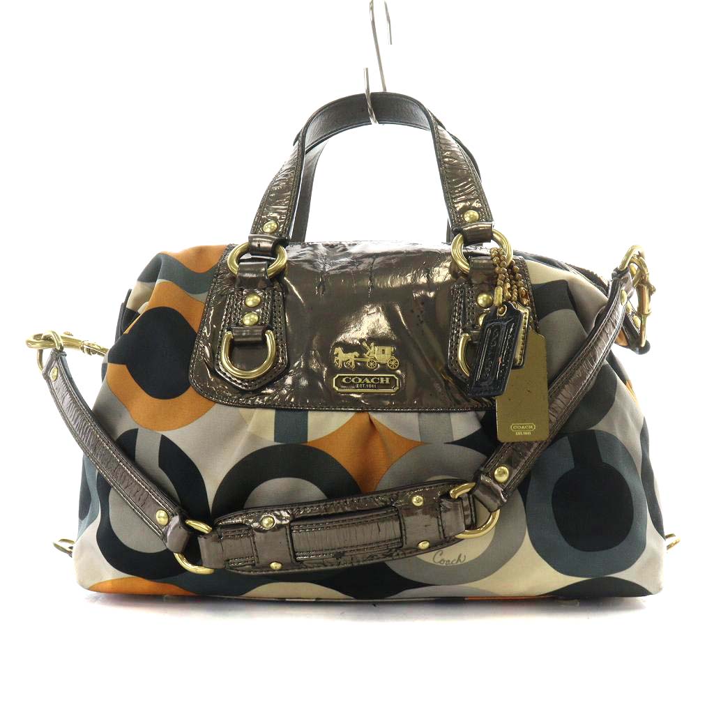 コーチ COACH オプアート ハンドバッグ ショルダーバッグ 2way レザー 