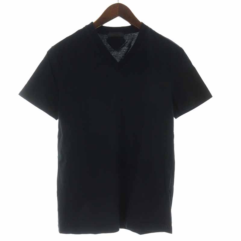 プラダ PRADA Tシャツ カットソー Vネック パックT 半袖 S 黒 ブラック 