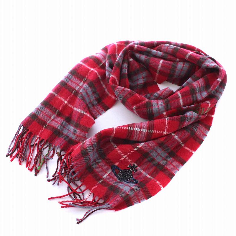 新品】ヴィヴィアンウエストウッド 定価33000円 マフラー 赤 柄  