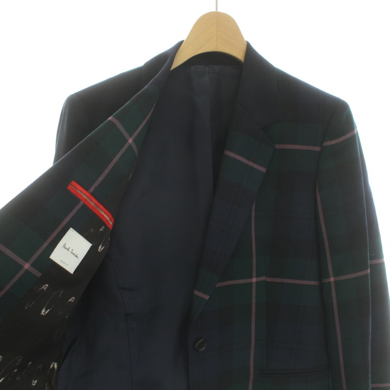 Paul Smith テーラードジャケット ネイビー/グリーンチェック柄 Paul Smith テーラードジャケット ネイビー/グリーンチェック柄