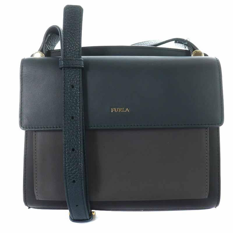 フルラ FURLA レディ M LADY M ショルダーバッグ レザー フラップ 緑  