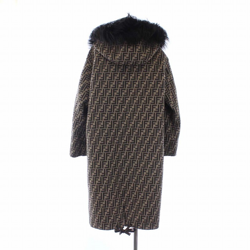 フェンディ FENDI 21AW リバーシブル ロングコート ズッカ柄 無地 