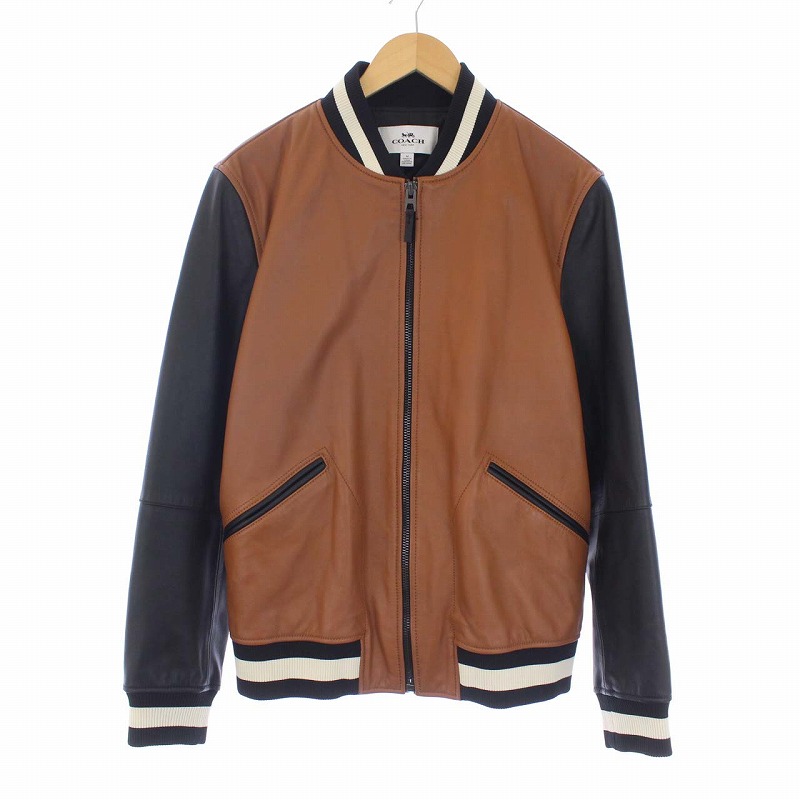 コーチ COACH LEATHER VARSITY JACKET オールレザー スタジャン  