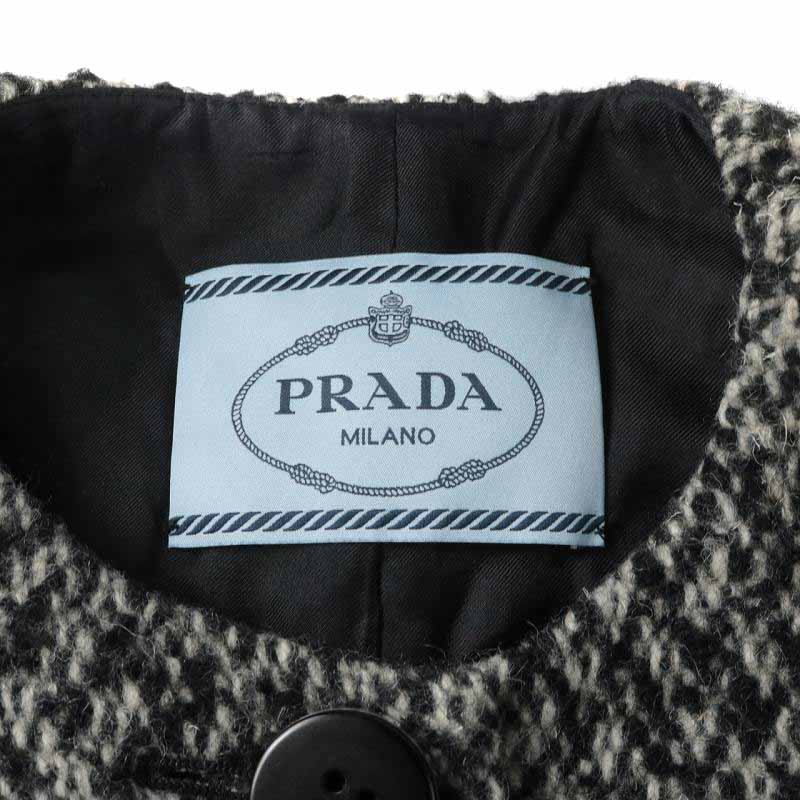 PRADA 黒 ツイード ノーカラージャケット
