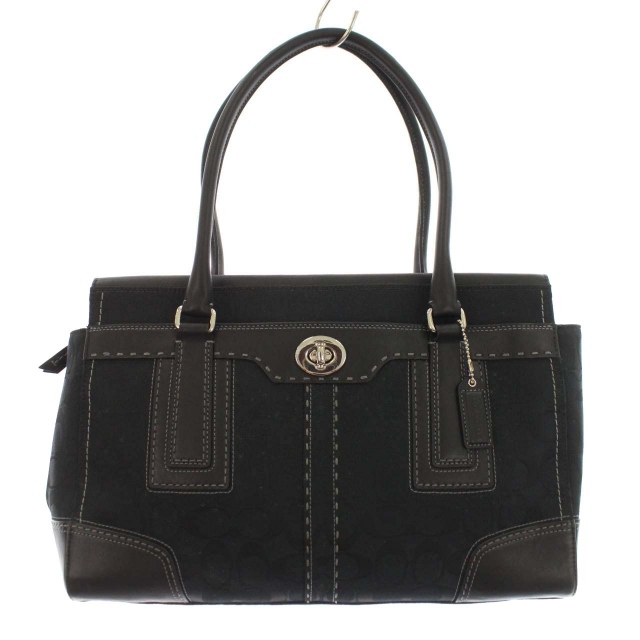 良品 COACH トートバッグ キャンバス レザー ブラック シグネチャー コーチ COACH トートバッグ シグネチャー 11590 キャンバス レザー 鞄