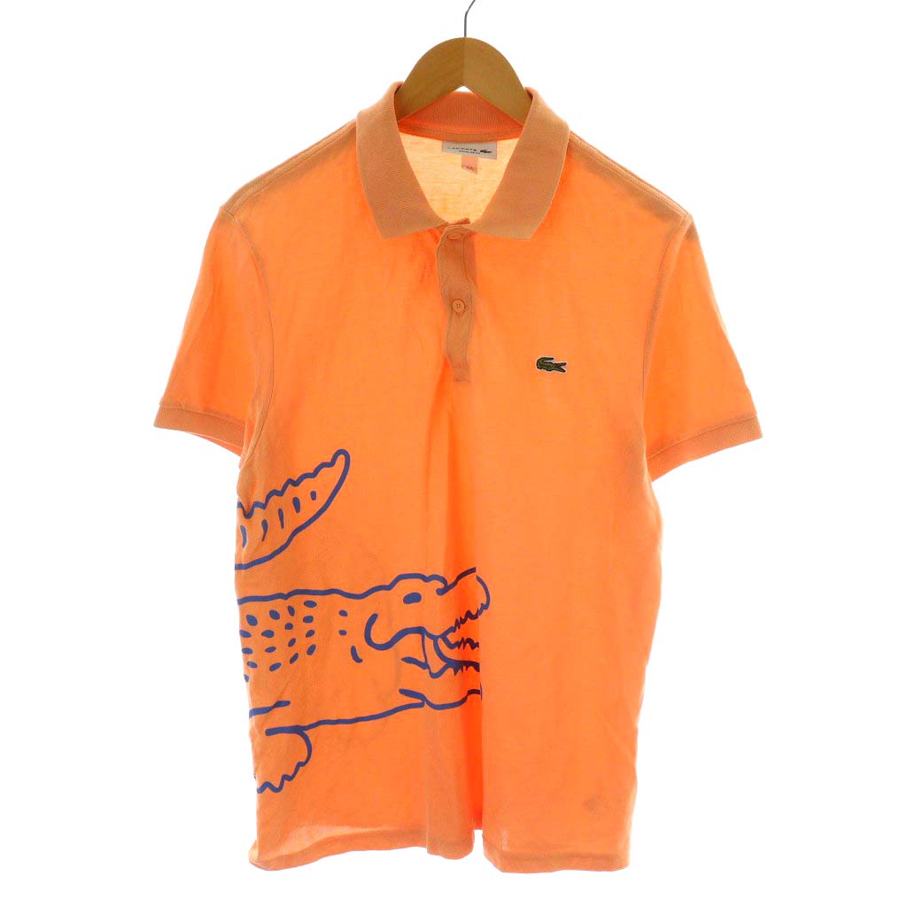 ラコステ LACOSTE ポロシャツ 半袖 イラスト L オレンジ PH9739