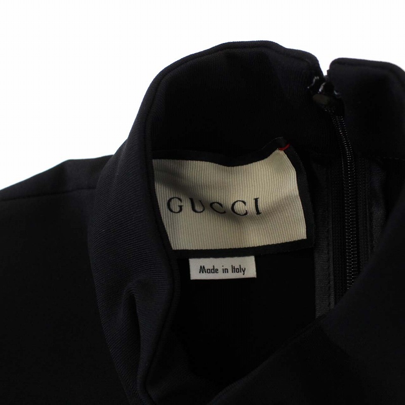 グッチ GUCCI ホースビット ハイネックワンピース 半袖 ロング XS 黒 