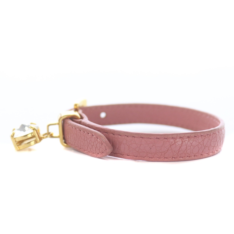 ミュウミュウ miumiu マドラスレザーブレスレット ビジュー クリスタル 