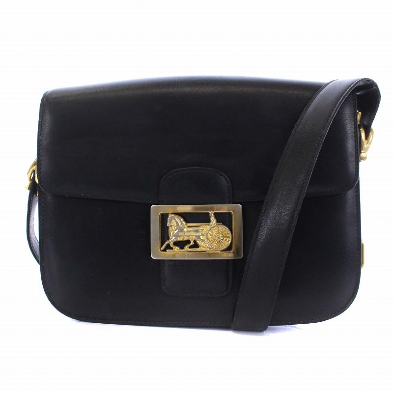 セリーヌ CELINE ヴィンテージ 馬車金具 ショルダーバッグ レザー 