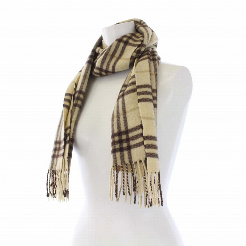 バーバリー BURBERRY カシミヤ100％ マフラー チェック ベージュ