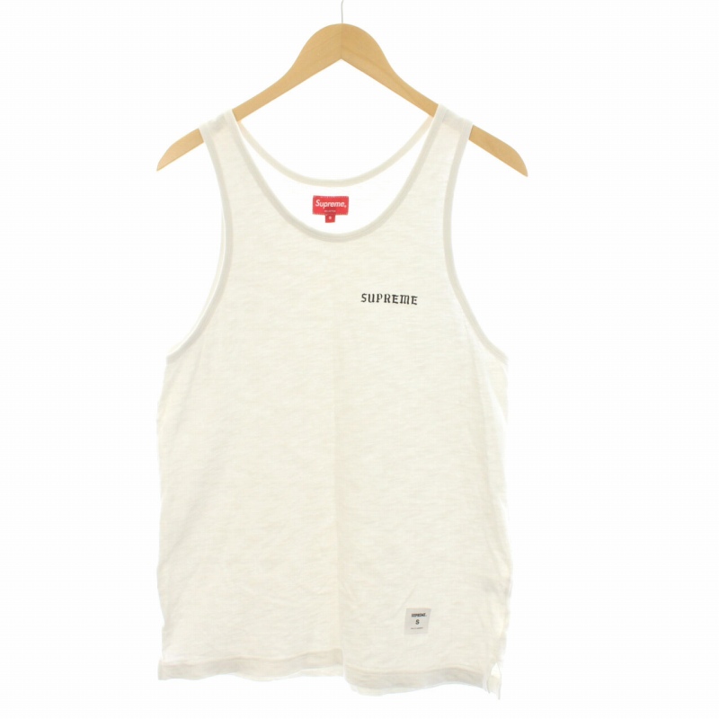 シュプリーム SUPREME タンクトップ カットソー ロゴ S 白 ホワイト 