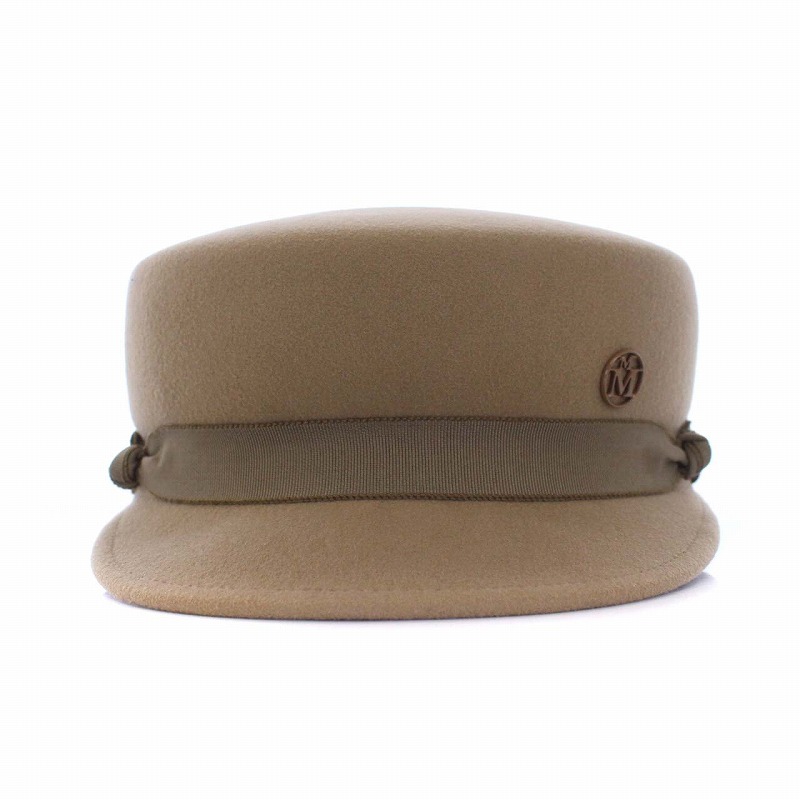 未使用品 メゾンミッシェル MAISON MICHEL Abby baker boy hat ベイカーボーイハット ウールフェルト リボン ロゴ ベージュ タグ付き /KH レディース