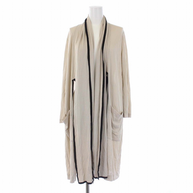 フォクシー FOXEY 19年製 Long Cardigan ロングカーディガン ニット 長袖 ベージュ ブラック 黒 39716 /KH ●D レディース