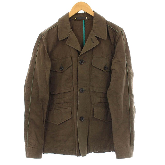 ポールスミス PAUL SMITH ミリタリー ジャケット リネン混 M-65 L 茶 