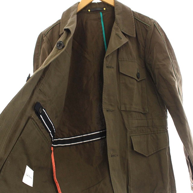 ポールスミス PAUL SMITH ミリタリー ジャケット リネン混 M-65 L 茶 