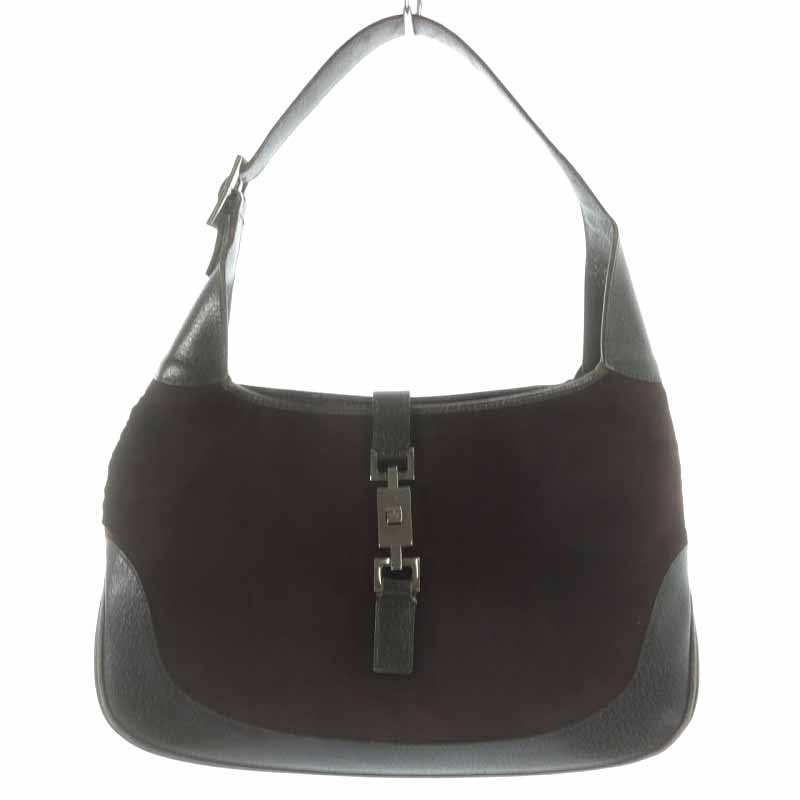 グッチ GUCCI ジャッキー ワンショルダーバッグ レザー 切替 茶  