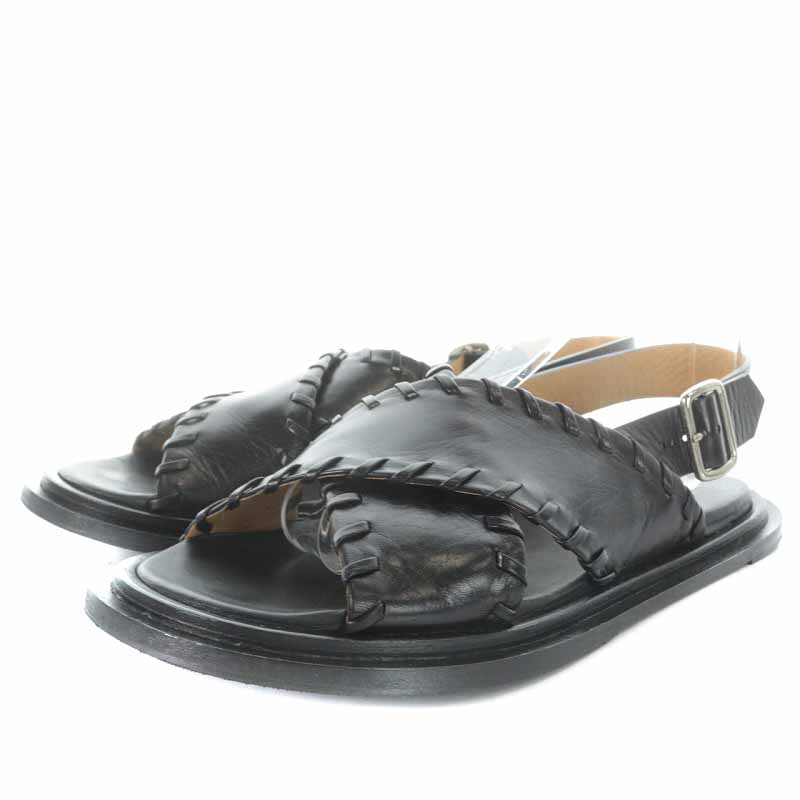 ジルサンダー JIL SANDER クロスストラップサンダル レザー フラット