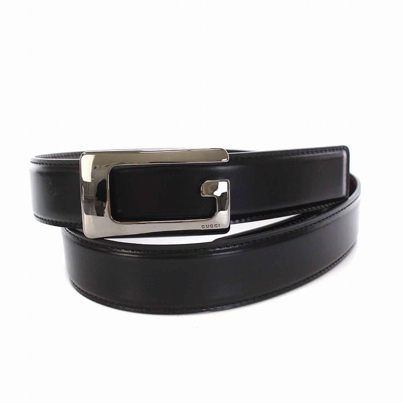 グッチ GUCCI リバーシブル 革ベルト レザー Gバックル 85 34 黒  