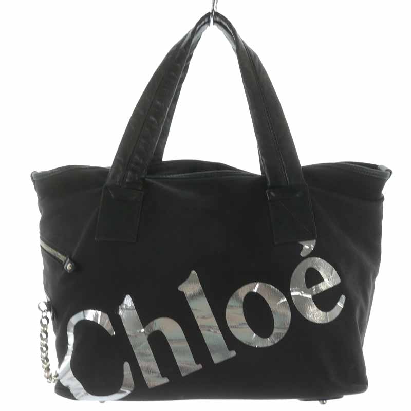 クロエ CHLOE トートバッグ ハンドバッグ キャンバス ロゴプリント  