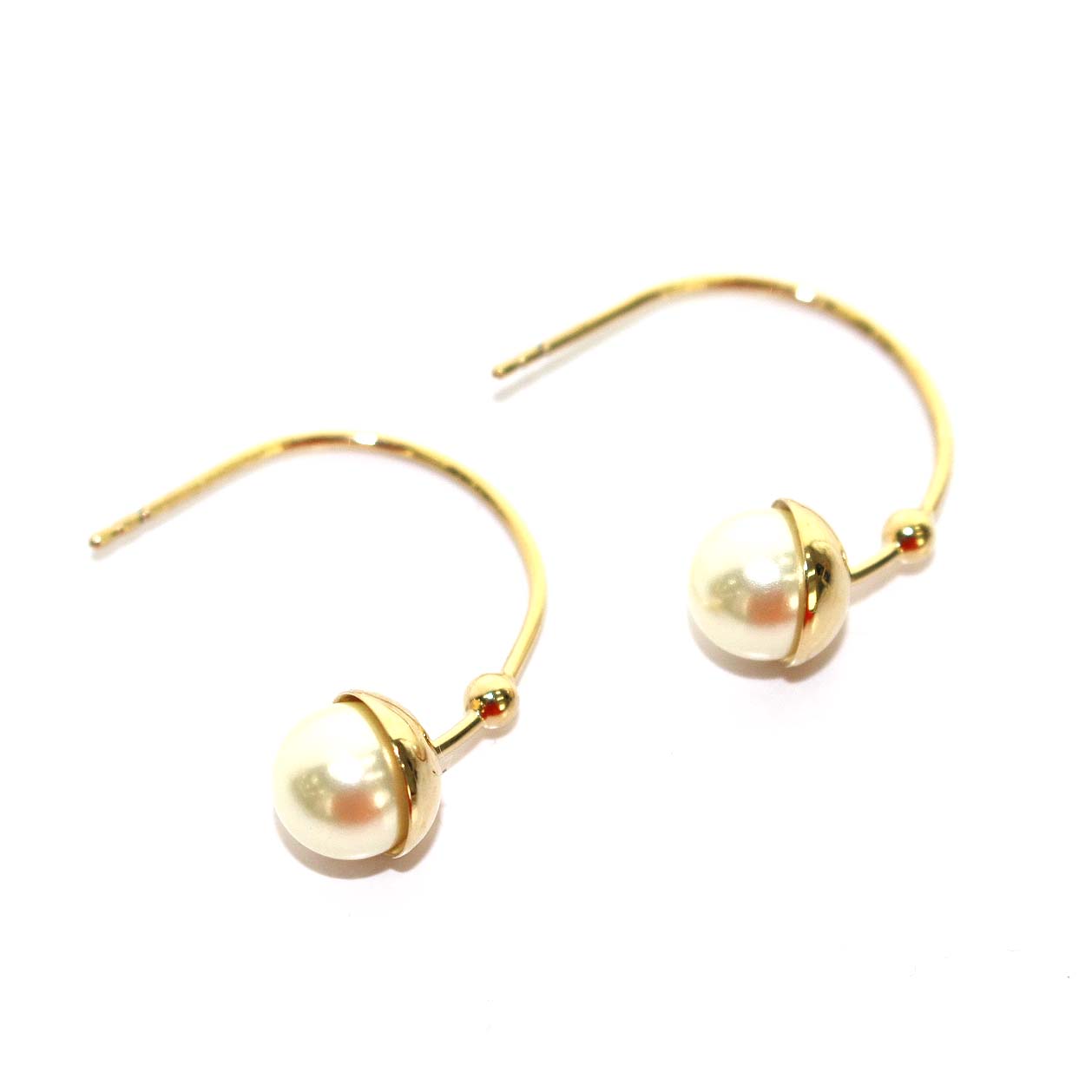 ディオール Dior トライバル ボール ピアス フェイクパール 2連 フープ 
