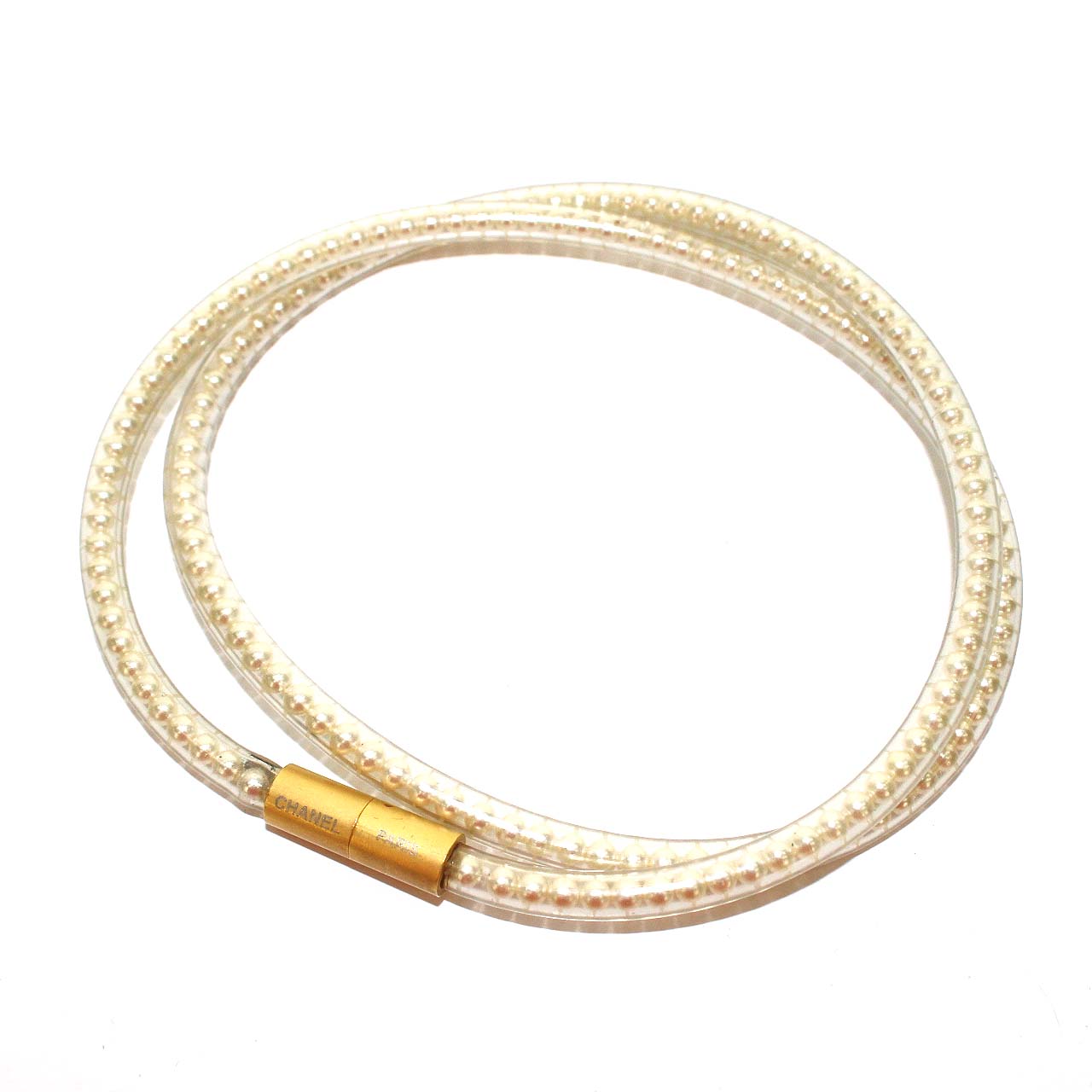 シャネル CHANEL 00S チューブ ネックレス ペンダント フェイクパール 