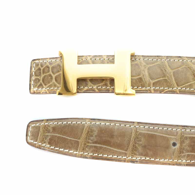エルメス HERMES ベルト Hロゴバックル コンスタンス レザー クロコ型 