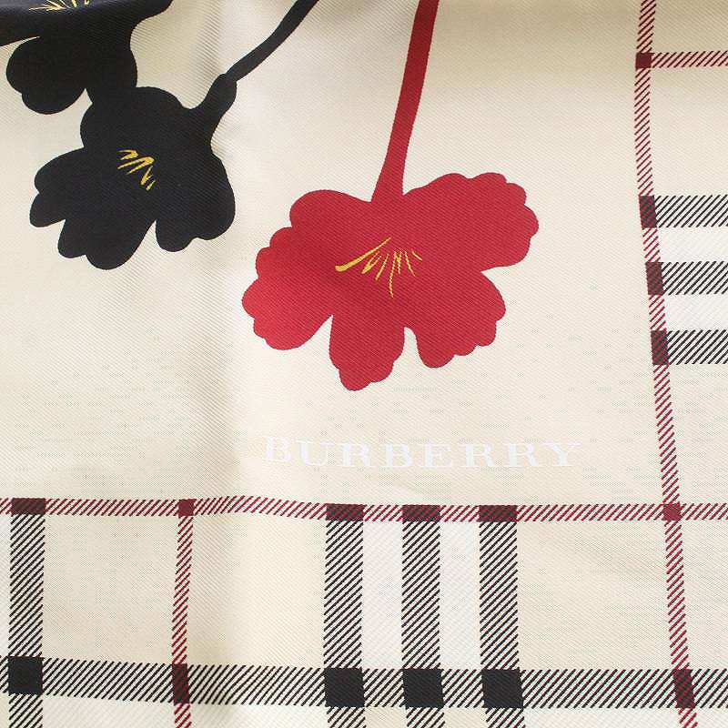 BURBERRY スカーフ 赤 シルク ノバチェック ヴィンテージ バーバリー
