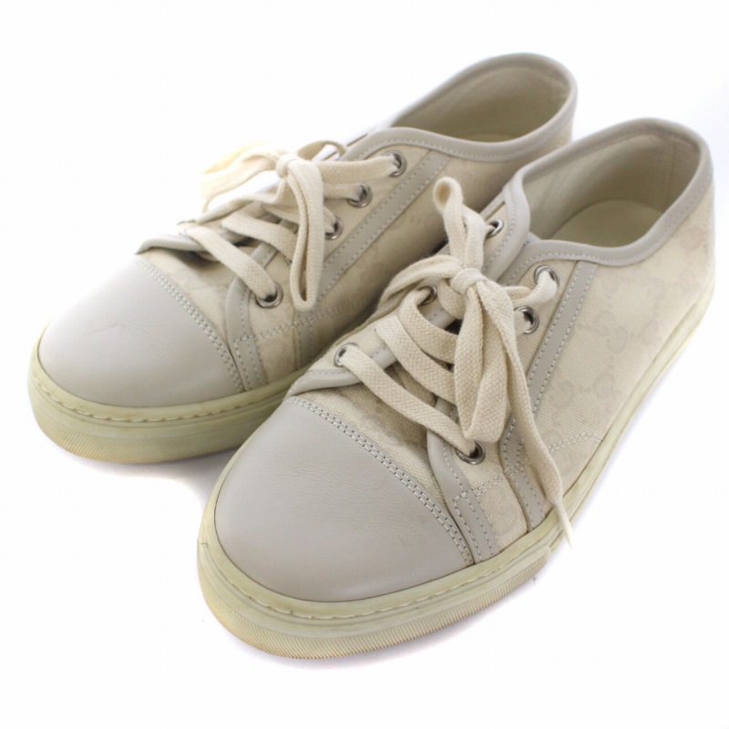 グッチ GUCCI GGキャンバススニーカー シューズ ローカット レザー 