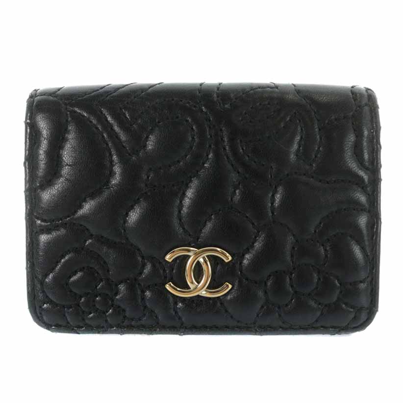 シャネル CHANEL アイコンライン 財布 三つ折り ミニ ラムレザー ココ 