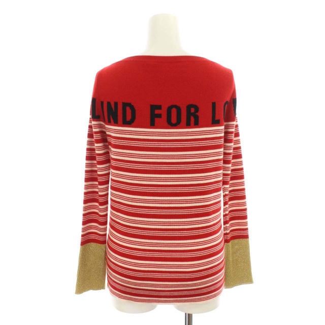 極美品☆GUCCI グッチ 478263 カシミヤ シルク BLIND FOR LOVE ボーダー柄 ボートネック 長袖 ニット レッド系 XS 正規品 レディース 極美品☆GUCCI グッチ 478263 カシミヤ シルク BLIND FOR LOVE