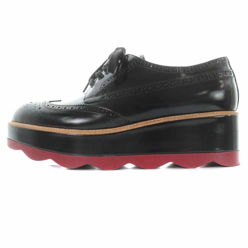 プラダ PRADA 16AW プラットフォームシューズ 厚底 レザー ポイン 