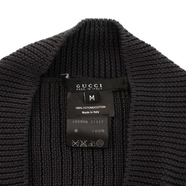 グッチ GUCCI ニット セーター Vネック コットン100% 長袖 M 黒 