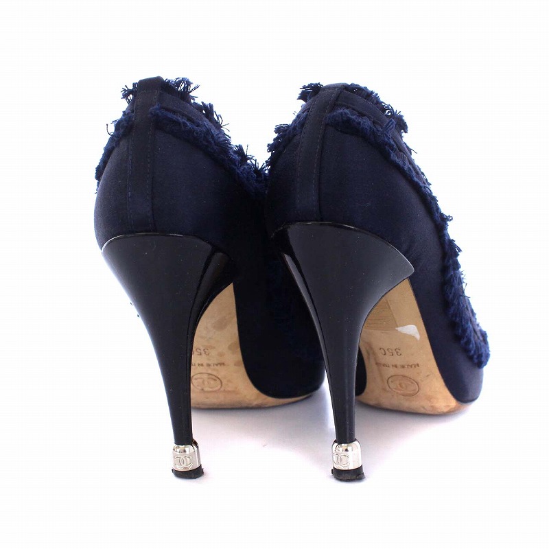 シャネル CHANEL パンプス ハイヒール ピンヒール リボン フリンジ 