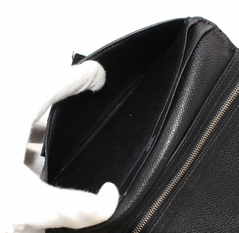 エルメス HERMES ベアン 長財布 二つ折り レザー 黒 ブラック □K刻印  