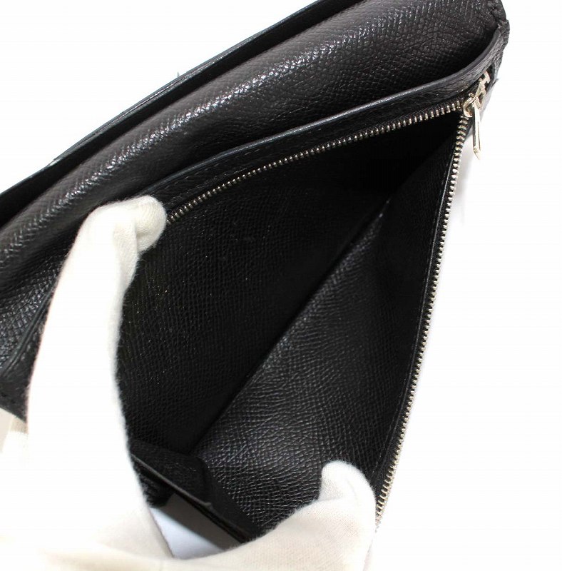 エルメス HERMES ベアン 長財布 二つ折り レザー 黒 ブラック □K刻印  