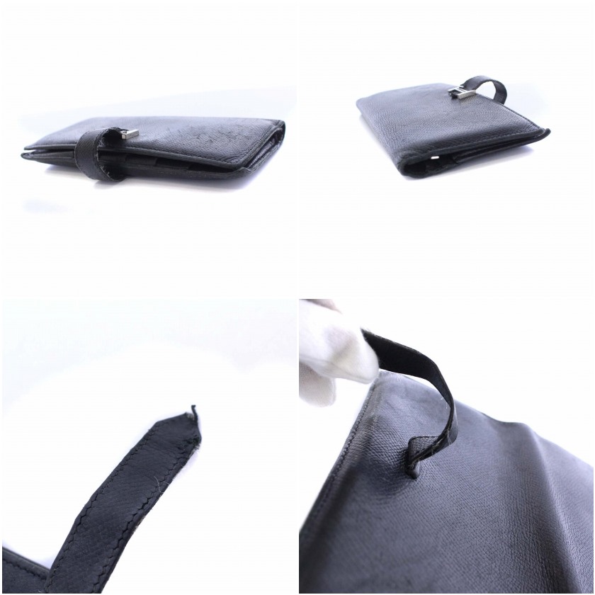 エルメス HERMES ベアン 長財布 二つ折り レザー 黒 ブラック □K刻印  